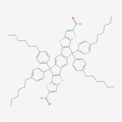 IDTT-C6BENZENE-DIALDEHYDE;Dithieno[2,3-d:2',3'-d']-s-indaceno[1,2-b:5,6-b']dithiophene-2,8-dicarboxaldehyde, 6,6,12,12-tetrakis(4-hexylphenyl)-6,12-dihydro