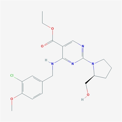 (S)-Ethyl 4-((3-chloro-4-methoxybenzyl)amino)-2-(2-(hydroxymethyl)pyrrolidin-1-yl)pyrimidine-5-carboxylate