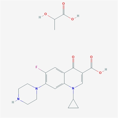 1-Cyclopropyl-6-fluoro-4-oxo-7-(piperazin-1-yl)-1,4-dihydroquinoline-3-carboxylic acid compound with 2-hydroxypropanoic acid (1:1)