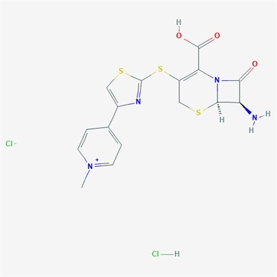 4-(2-(((6R,7R)-7-Amino-2-carboxy-8-oxo-5-thia-1-azabicyclo[4.2.0]oct-2-en-3-yl)thio)thiazol-4-yl)-1-methylpyridin-1-ium chloride hydrochloride