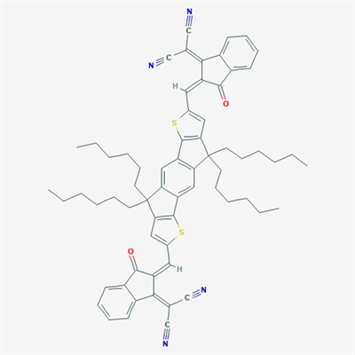 IDIC;10,13-Bis[[1-(dicyanomethylene)-3-oxoindan-2-ylidene]methyl]-3,3,7,7-tetrahexyl-3,7-dihydro-1,2:5,6-bis(epithioetheno)-s-indacene