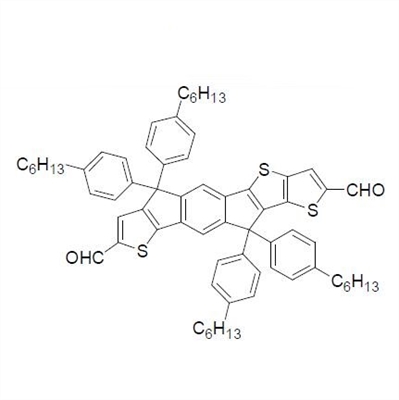Thieno[3,2-b]thieno[2',3':5,6]-s-indaceno[2,1-d]thiophene-2,8-dicarboxaldehyde ,6,6,11,11-tetrakis(4-hexylphenyl)-6,11-dihydro-