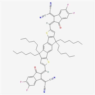 IDIC-4F;Propanedinitrile, 2,2'-[(4,4,9,9-tetrahexyl-4,9-dihydro-s-indaceno[1,2-b:5,6-b']dithiophene-2,7-diyl)bis[methylidyne(5,6-difluoro-3-oxo-1H-indene-2,1(3H)-diylidene)]]bis-