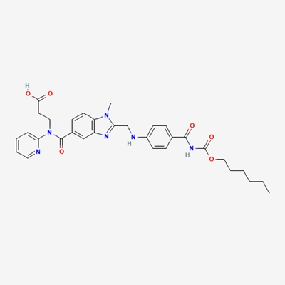 3-(2-(((4-(((Hexyloxy)carbonyl)carbamoyl)phenyl)amino)methyl)-1-methyl-N-(pyridin-2-yl)-1H-benzo[d]imidazole-5-carboxamido)propanoic acid? (Dabigatran Impurity)