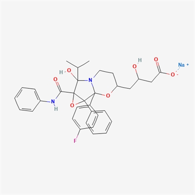 sodium(3R)-4-(1b-(4-fluorophenyl)-7-hydroxy-7-isopropyl-1a-phenyl7a-(phenylcarbamoyl)hexahydro-3H-oxireno[2',3':3,4]pyrrolo[2,1-b] [1,3]oxazin-3-yl)-3-hydroxybutanoate