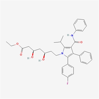 (3R,5R)-ethyl-7-(2-(4-fluorophenyl)-5-isopropyl-3-phenyl-4-(phenyl carbamoyl)-1H-pyrrol-1-yl)-3,5-dihydroxyheptanoate(Atorvastatin impurity)