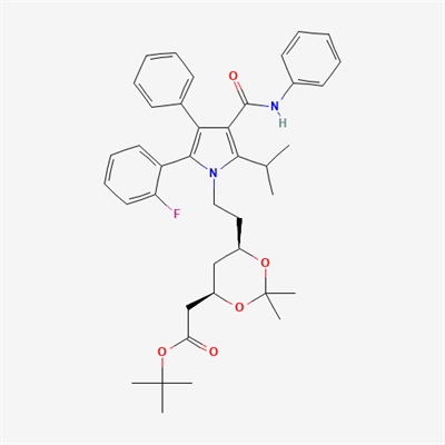 tert-butyl 2-((4R,6R)-6-(2-(2-(2-fluorophenyl)-5-isopropyl-3-phenyl-4-(phenylcarbamoyl)-1H-pyrrol-1-yl)ethyl)-2,2-dimethyl-1,3-dioxan-4-yl)acetate(Atorvastatin impurity)