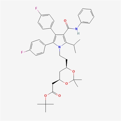 tert-butyl 2-((4R,6R)-6-(2-(2,3-bis(4-fluorophenyl)-5-isopropyl- 4-(phenylcarbamoyl)-1H-pyrrol-1-yl)ethyl)-2,2-dimethyl-1,3- dioxan-4-yl)acetate(Atorvastatin impurity)