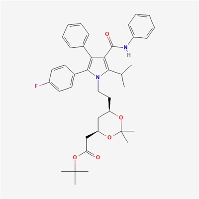 tert-butyl 2-((4R,6R)-6-(2-(2-(4-fluorophenyl)-5-isopropyl-3- phenyl-4-(phenylcarbamoyl)-1H-pyrrol-1-yl)ethyl)-2,2- dimethyl-1,3-dioxan-4-yl)acetate(Atorvastatin impurity)